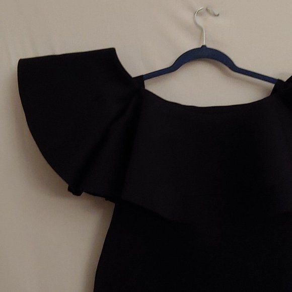 Giani Bini flounce ruffle off shoulder black dress Size large - Picture 4 of 16